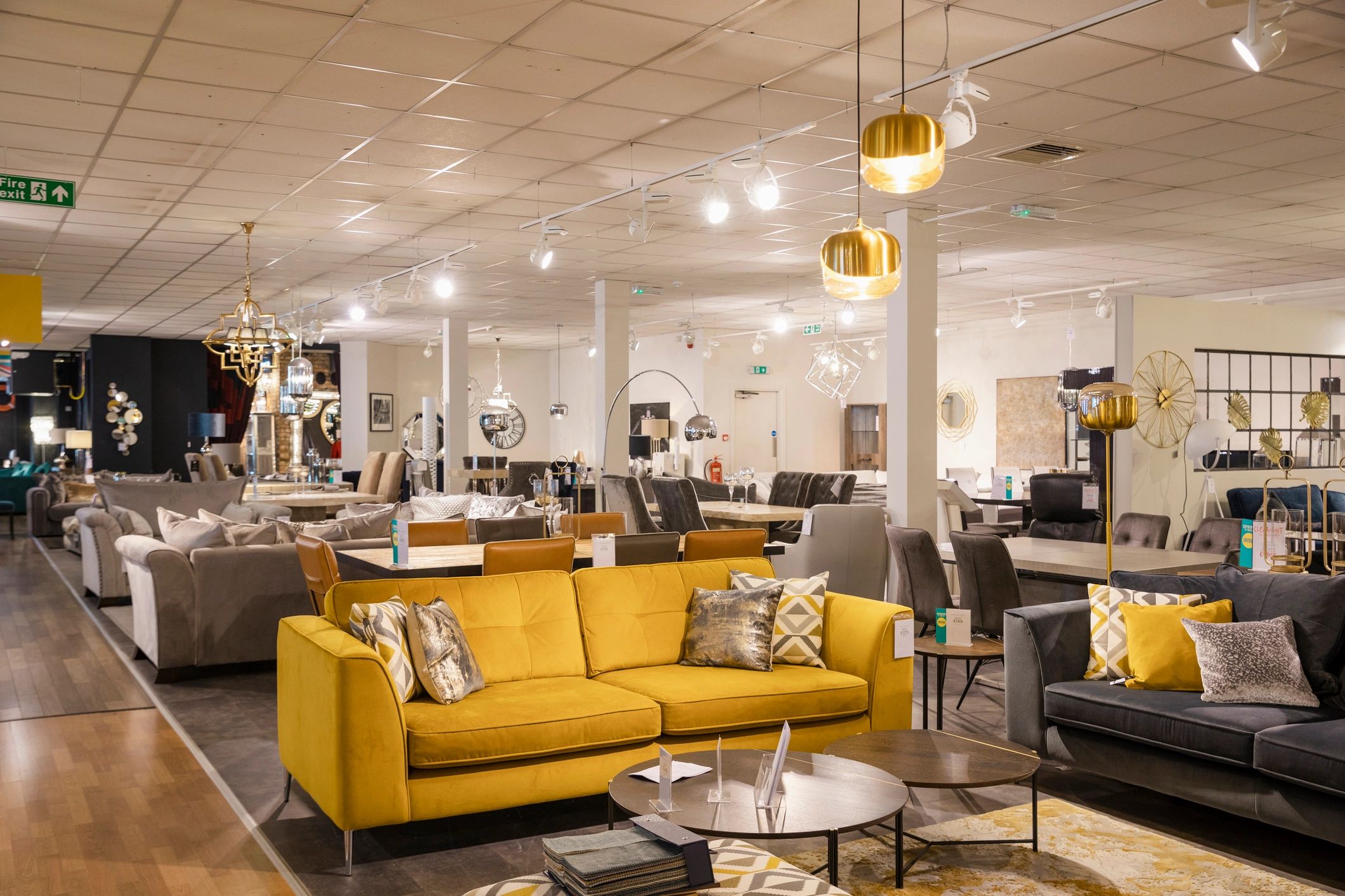 Wide view of a stylish local retail showroom